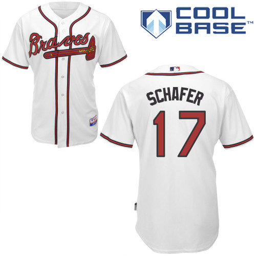 Jordan Schafer #17 MLB Jersey-Atlanta Braves Men's Authentic Home White Cool Base Baseball Jersey